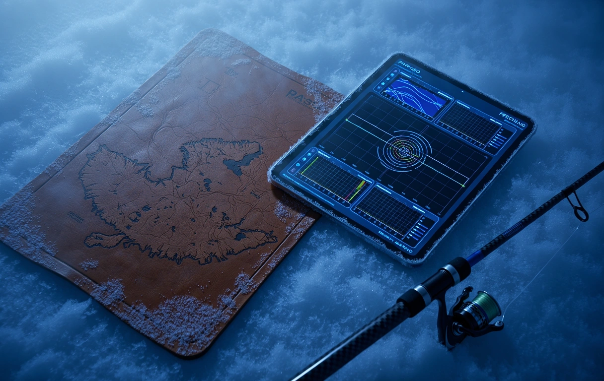 Arctic ice textures with sonar display