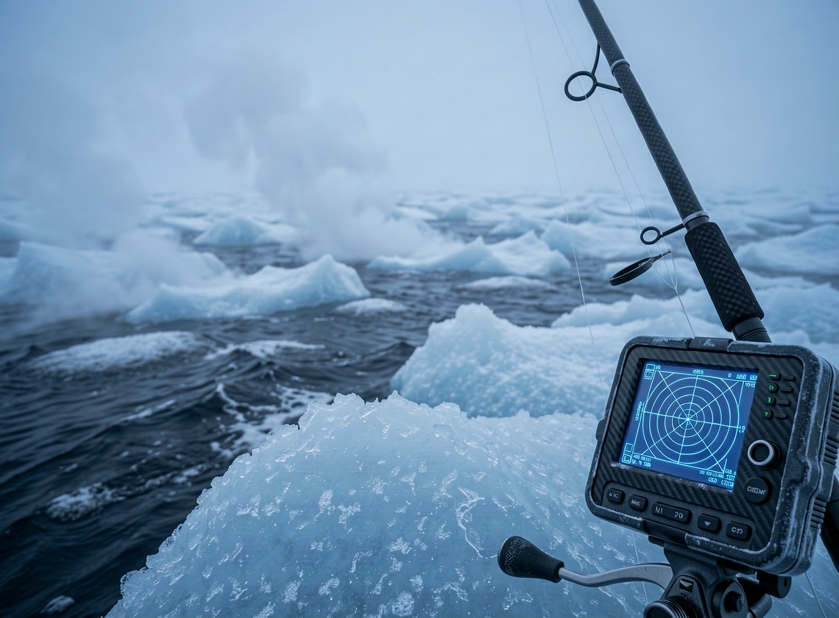 Arctic ice floes and sea fog